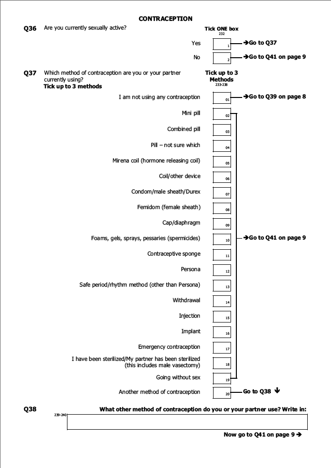 Self-completion booklet for adults