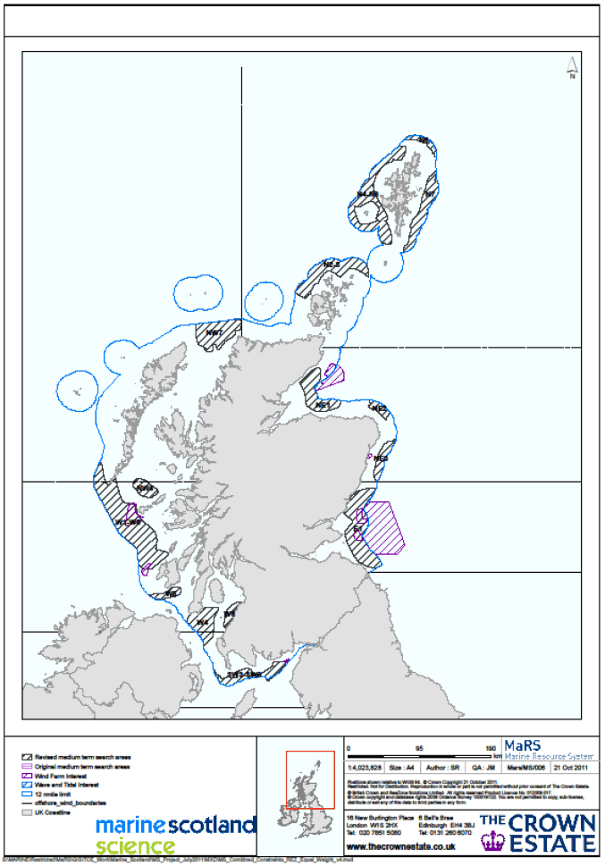 Figure S1 Offshore wind plan option areas identified within Scottish territorial waters, and offshore wind development areas currently within the Marine Scotland Marine Licence process. Figure S1 Offshore wind plan option areas identified within Scottish territorial waters, and offshore wind development areas currently within the Marine Scotland Marine Licence process.
