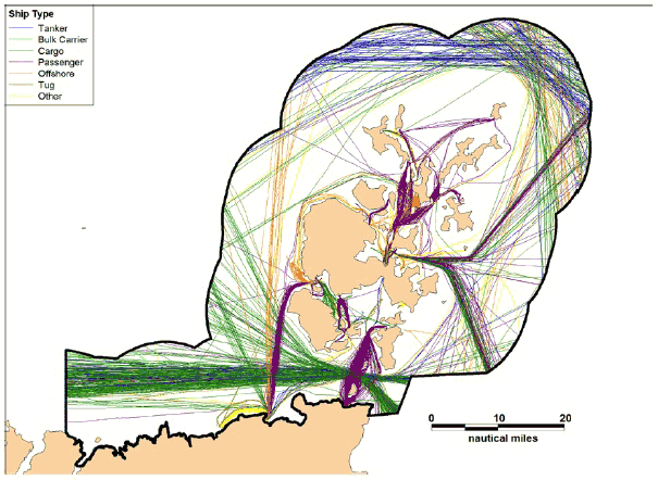 Figure 10.2 Summer 2012 AIS Track Analysis by Vessel Type Figure 10.2 Summer 2012 AIS Track Analysis by Vessel Type