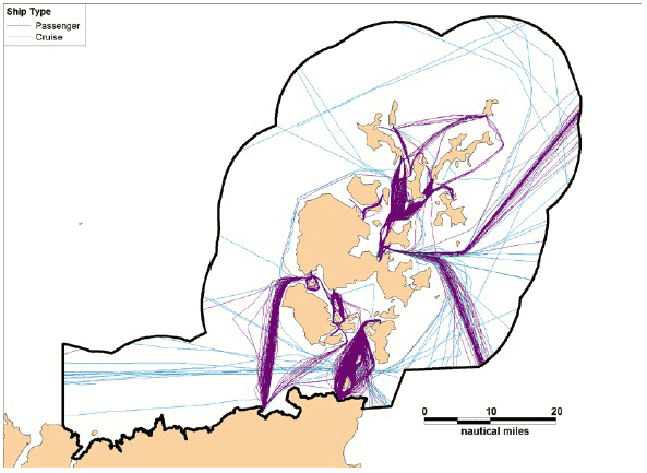 Figure 10.5 Combined 2012 AIS Track Analysis – Passenger Vessels Figure 10.5 Combined 2012 AIS Track Analysis – Passenger Vessels
