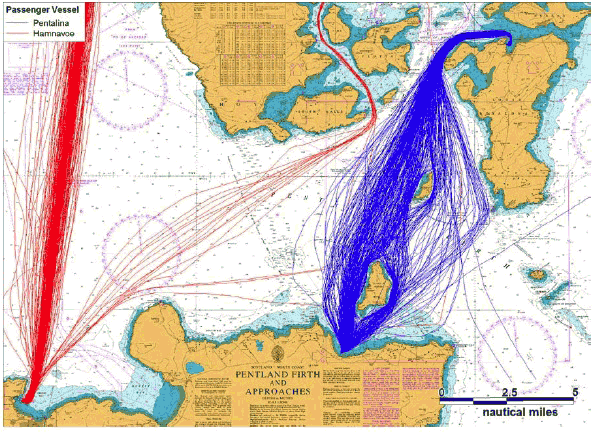 Figure 10.6 Hamnavoe and Pentalina Routeing based on Combined 2012 AIS Track Analysis Figure 10.6 Hamnavoe and Pentalina Routeing based on Combined 2012 AIS Track Analysis