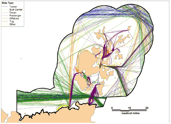 Figure 7.2 Winter 2012 AIS Track Analysis by Vessel Type Figure 7.2 Winter 2012 AIS Track Analysis by Vessel Type