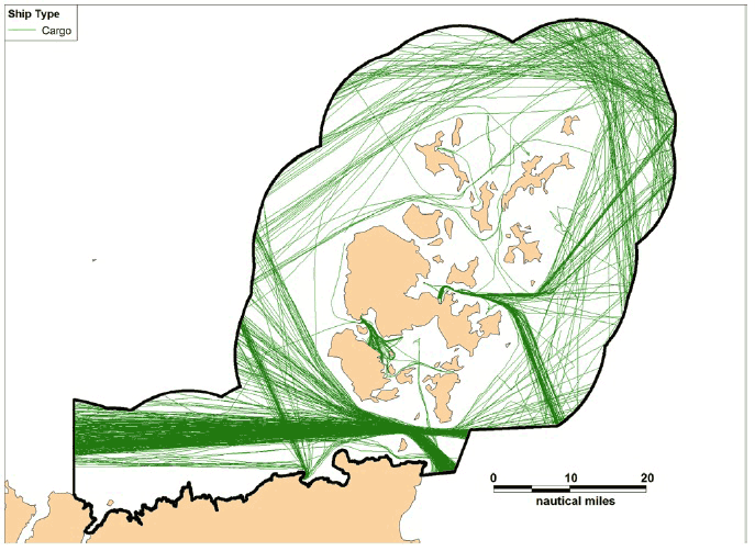 Figure 7.13 Combined 2012 AIS Track Analysis – Tankers & Gas Tankers Figure 7.13 Combined 2012 AIS Track Analysis – Tankers & Gas Tankers
