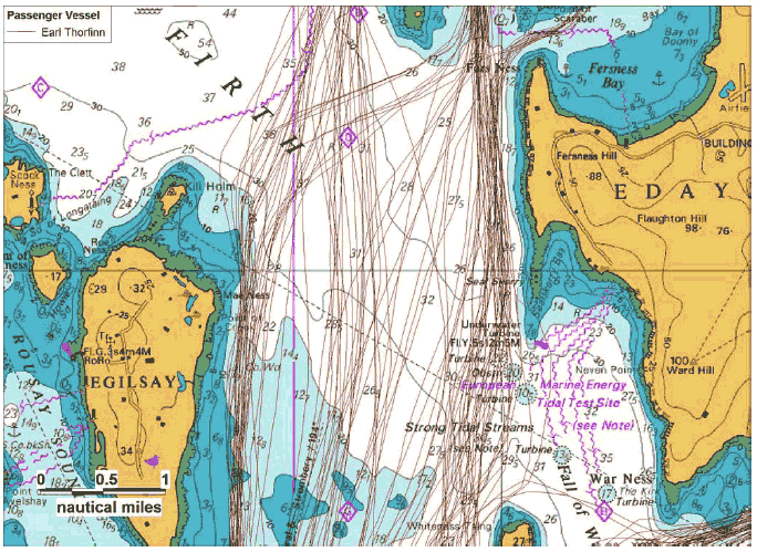 Figure 7.18 Earl Thorfinn Routeing based on Combined 2012 AIS Track Analysis Figure 7.18 Earl Thorfinn Routeing based on Combined 2012 AIS Track Analysis