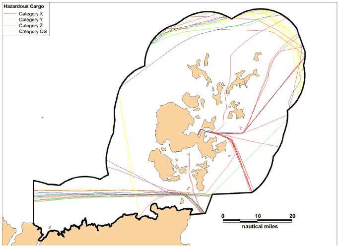 Figure 7.20 Winter 2012 AIS Track Analysis by Hazardous Cargo Category Figure 7.20 Winter 2012 AIS Track Analysis by Hazardous Cargo Category