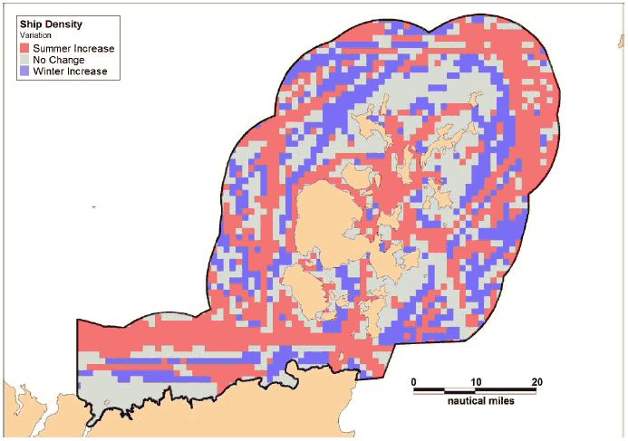 Figure 7.26 2012 AIS Track Analysis by Change in Overall Ship Density Figure 7.26 2012 AIS Track Analysis by Change in Overall Ship Density