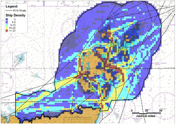 Figure 8.4 Recreational Vessel Density Plot (based on AIS data) Figure 8.4 Recreational Vessel Density Plot (based on AIS data)
