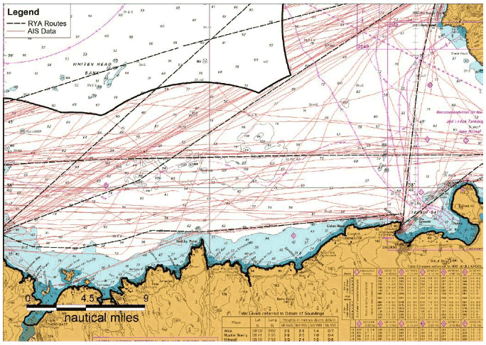 Figure 8.5 Recreational Vessel Tracks versus RYA – Northwest Scotland Figure 8.5 Recreational Vessel Tracks versus RYA – Northwest Scotland