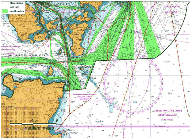 Figure 8.18 Pentland Firth Recreational Routes and Lane Boundaries Figure 8.18 Pentland Firth Recreational Routes and Lane Boundaries