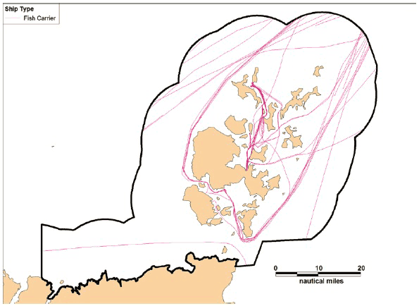 Figure 9.2 Fish Carrier Vessels on AIS (Combined Winter & Summer 2012) Figure 9.2 Fish Carrier Vessels on AIS (Combined Winter & Summer 2012)