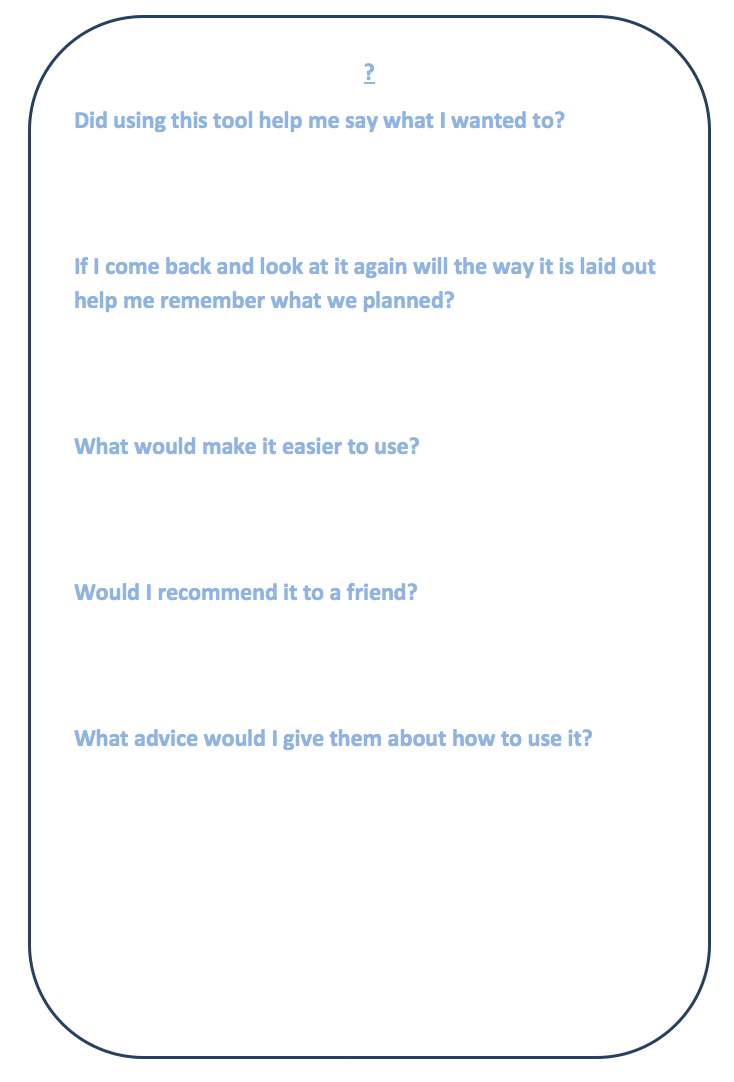 Tool Evaluation Diaries Service User