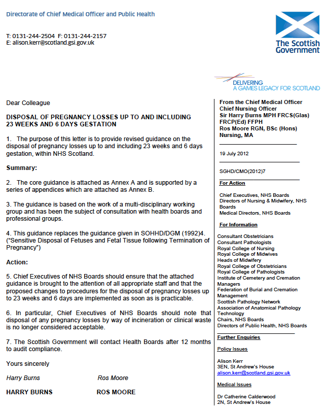 Annex K - CMO & CNO 2012 Guidance on Disposal of Pregnancy Loss