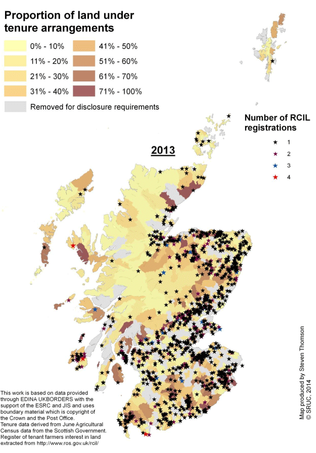 Figure 27 Location of land on the Register of Agricultural Tenants Interests (Dec, 2013)