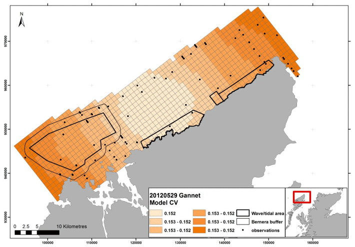 Figure 105 &ndash; May gannet coefficient of variance map from digital aerial survey