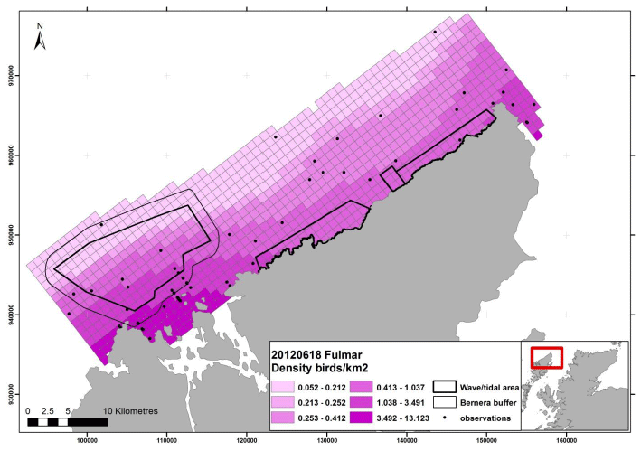 Figure 108 &ndash; June fulmar density surface model from digital aerial survey