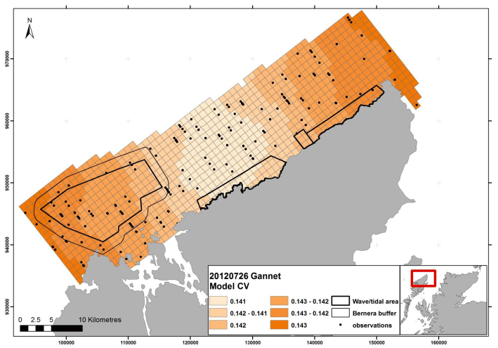 Figure 117 &ndash; July gannet coefficient of variance map from digital aerial survey