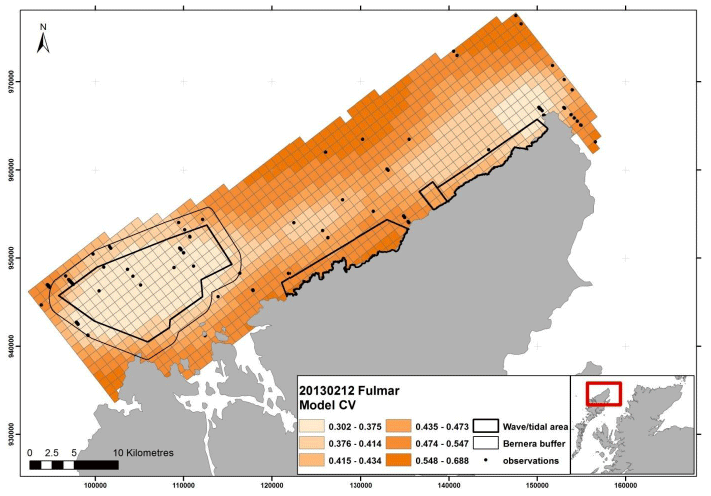 Figure 133 - February fulmar coefficient of variance map from digital aerial survey
