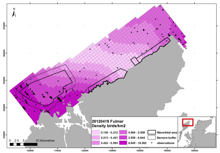 Figure 96 &ndash; April fulmar density surface model from digital aerial survey