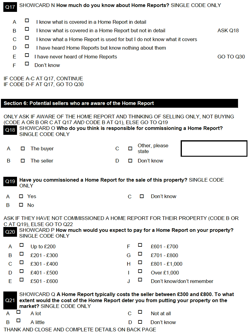 Section 6: Potential Sellers who are aware of the Home Report