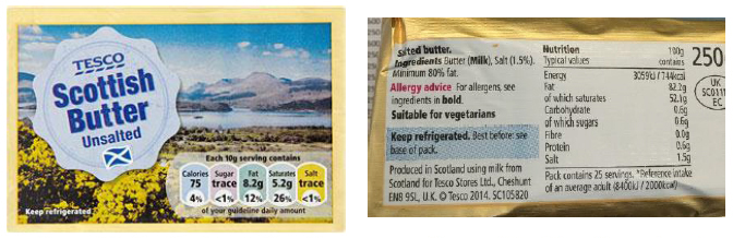 Tesco Scottish Salted Butter - produced in Scotland using Scottish mil Tesco Scottish Salted Butter - produced in Scotland using Scottish milk