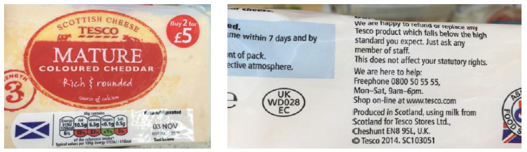 Tesco Scottish Cheese, Mature Scottish Cheddar - produced in Scotland using Scottish milk Tesco Scottish Cheese, Mature Scottish Cheddar - produced in Scotland using Scottish milk