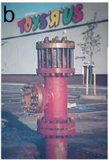 Figure 3: (a) Geothermal drilling in Newcastle upon Tyne in 2011 (b) Geothermal wellhead at the Southampton scheme. This photo was taken during maintenance work; usually the wellhead is encased in insulation and is even less conspicuous.