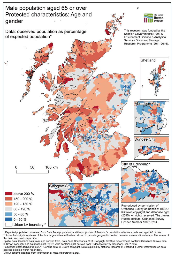 Figure B.2.: Male population aged 65 or over, Scotland. Figure B.2.: Male population aged 65 or over, Scotland.