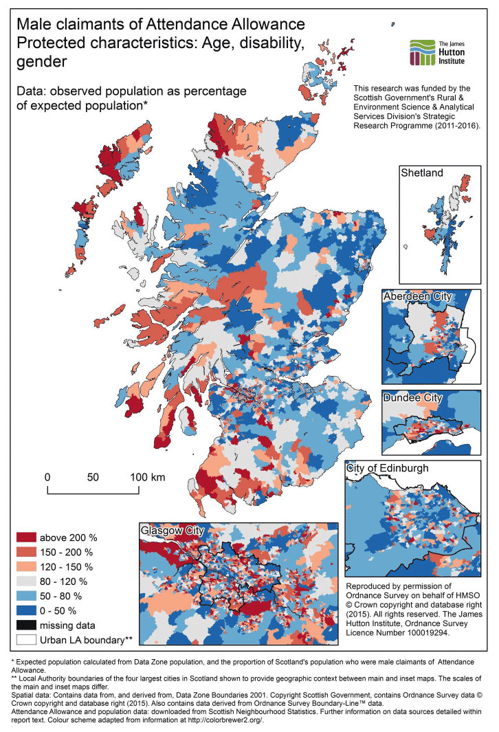 Figure B.10.: Male claimants of Attendance Allowance, Scotland. Figure B.10.: Male claimants of Attendance Allowance, Scotland.