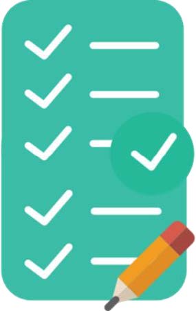 A large checked list and pencil