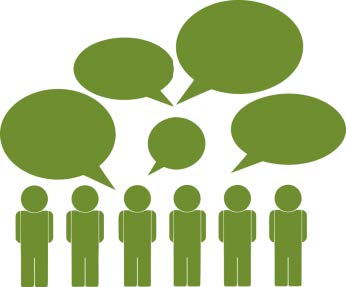 Figures with speech bubbles