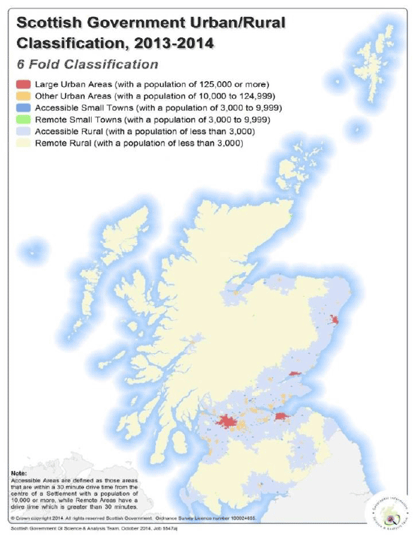 Map One follows the SG Urban/Rural classification to data zones