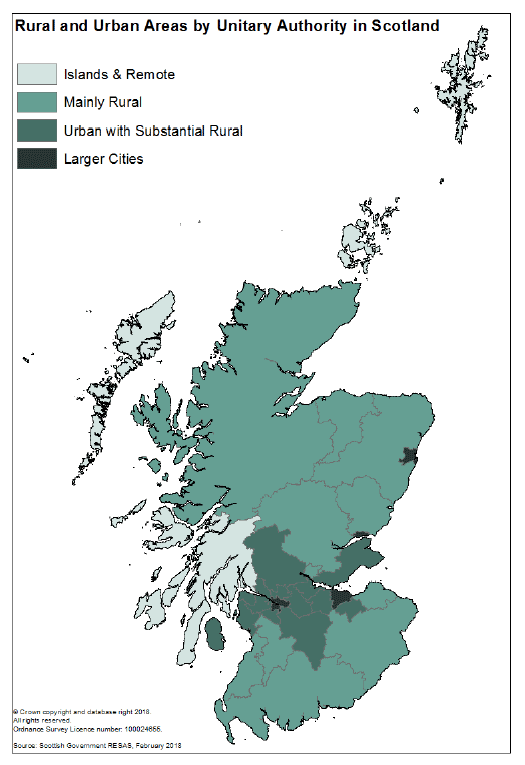 Map Three uses the new RESAS Classification for local authorities