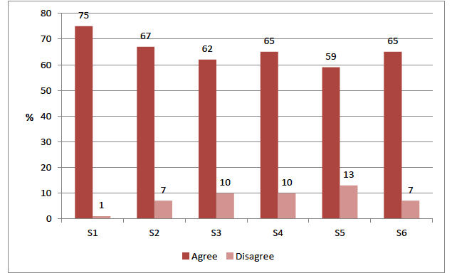 Figure 3.6 Agreement with statement 'Adults are good at taking my views into account when making decisions that affect me, in these groups/activities'