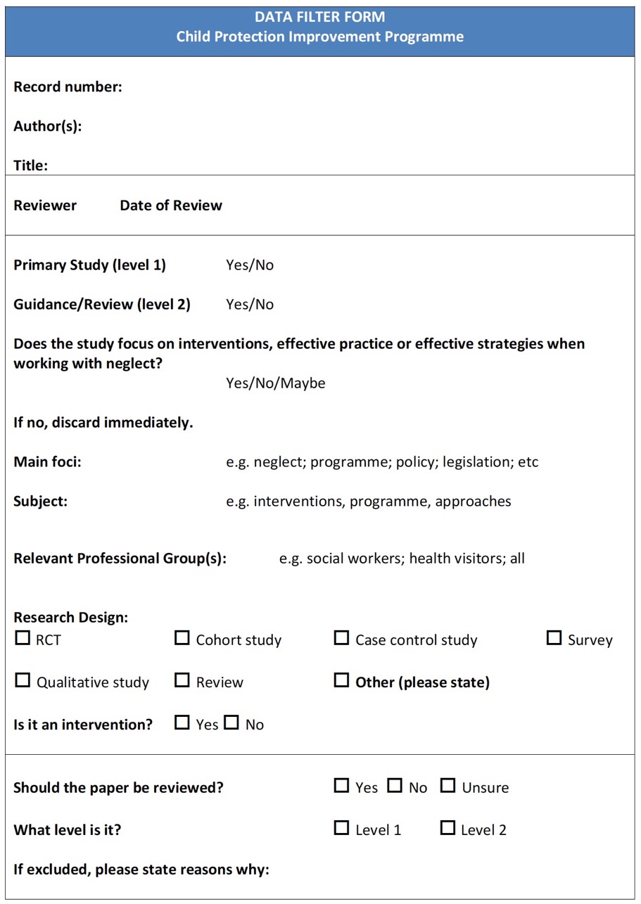 Example of data filter form