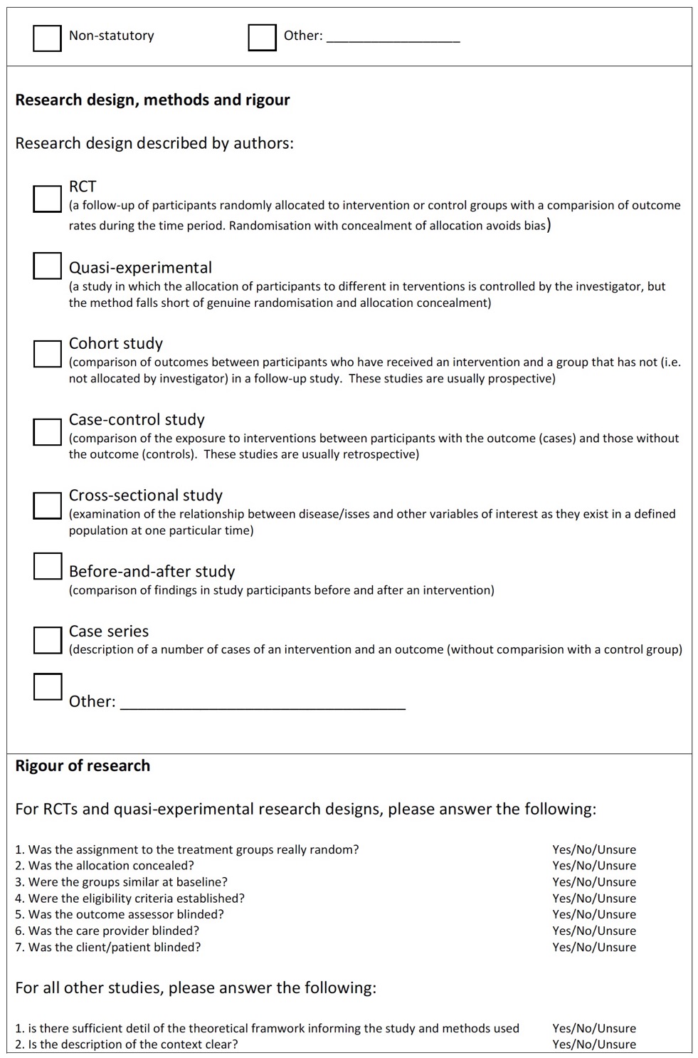 Example of data appraisal form - part 2