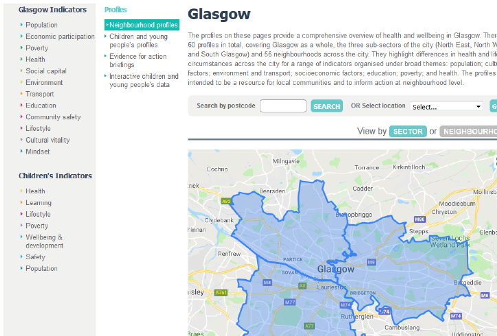Figure 3.10: Area profile home page from Understanding Glasgow site Figure 3.10: Area profile home page from Understanding Glasgow site