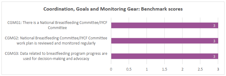 Coordination, Goals and Monitoring Gear: Benchmark scores