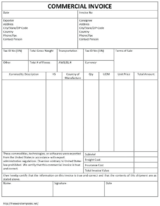 Image result for example of commercial invoice uk