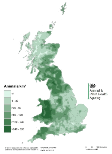 Figure 1 GB sheep density 2017 Figure 1 GB sheep density 2017