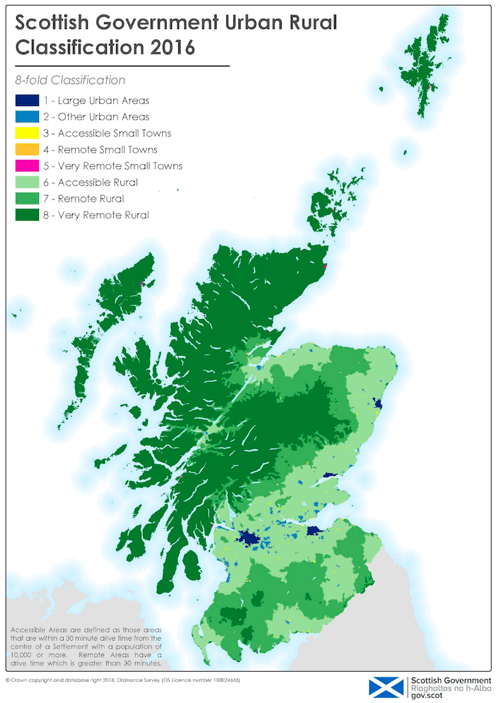 Figure 1: Scottish Government Urban Rural Classification, 8-fold version Figure 1: Scottish Government Urban Rural Classification, 8-fold version