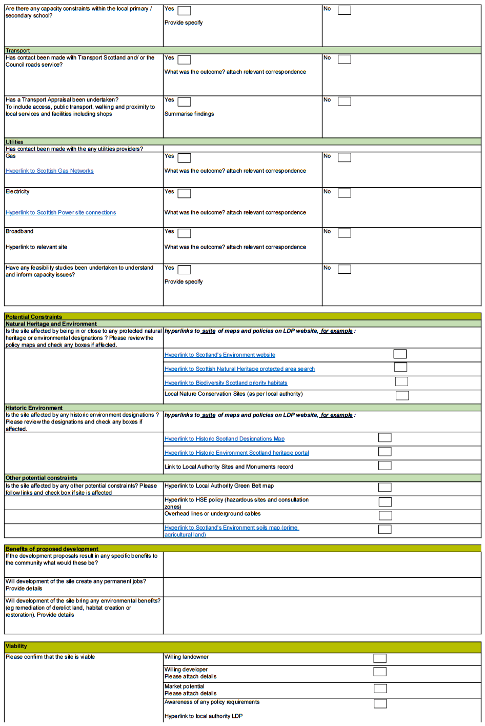 Sites assessments templates Sites assessments templates
