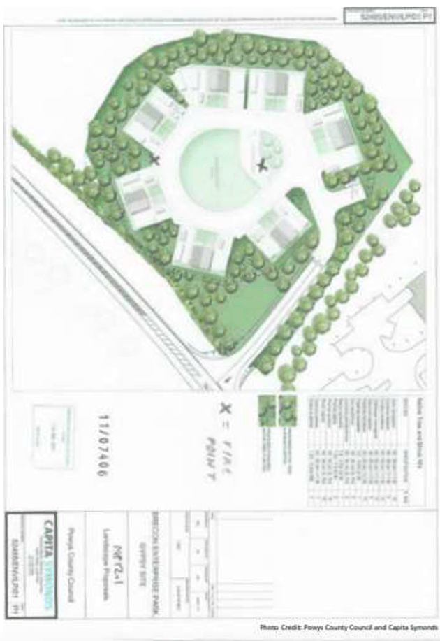 A diagram showing a Gypsy/Traveller site that is circular in shape