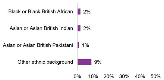 Figure showing ethnic minority status of  year 3 Fair Start Scotland participants