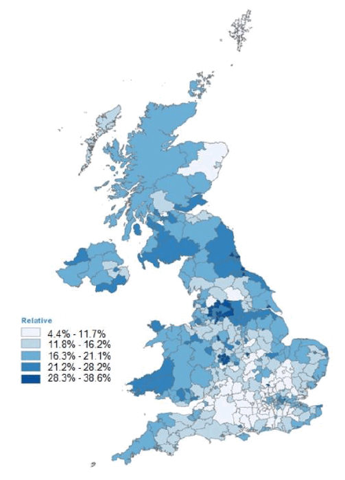 Proportion of Children (0 - 15 years) living in low-income families by
Local Authority Areas: 2019-20