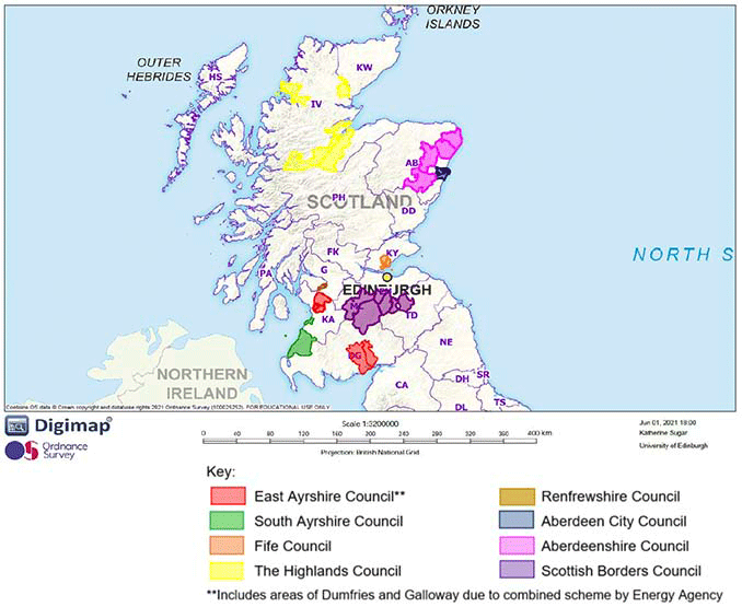Illustrative map of respondent postcodes
