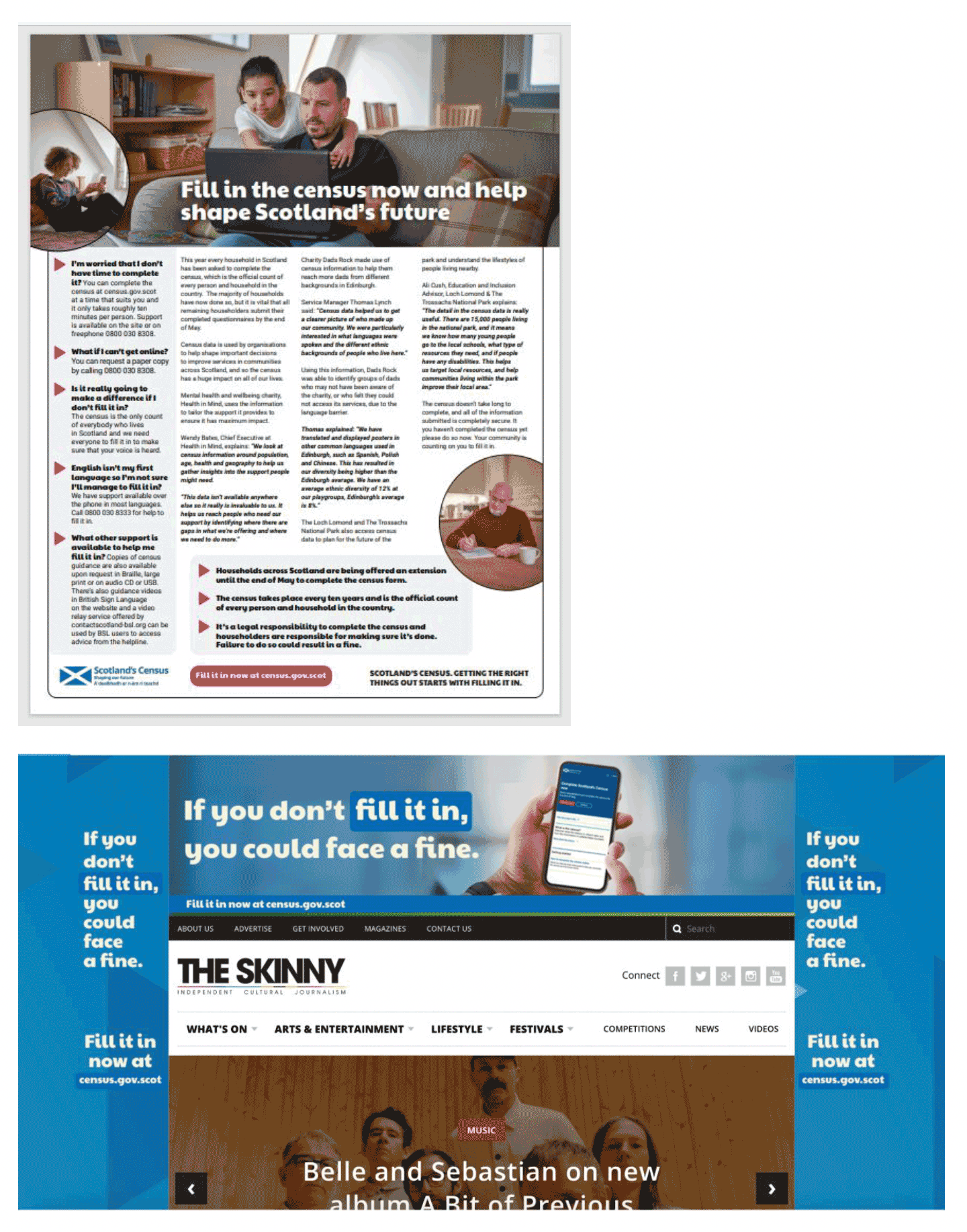 A group of print advertorials encouraging people that there’s still time to complete the census and avoid a fine.