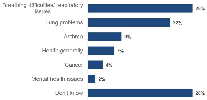 the Scottish public commonly associate air pollution with breathing difficulties and respiratory issues.