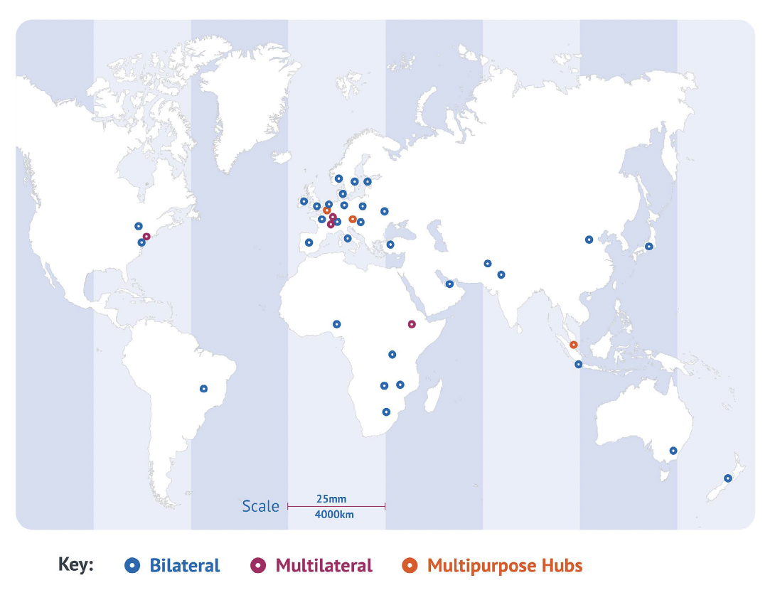 A map providing an illustration of independent Scotland’s possible initial diplomatic coverage.