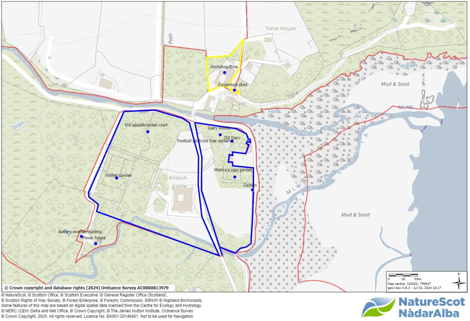 Map showing minimum land to be included in the sale of Kinloch Castle.