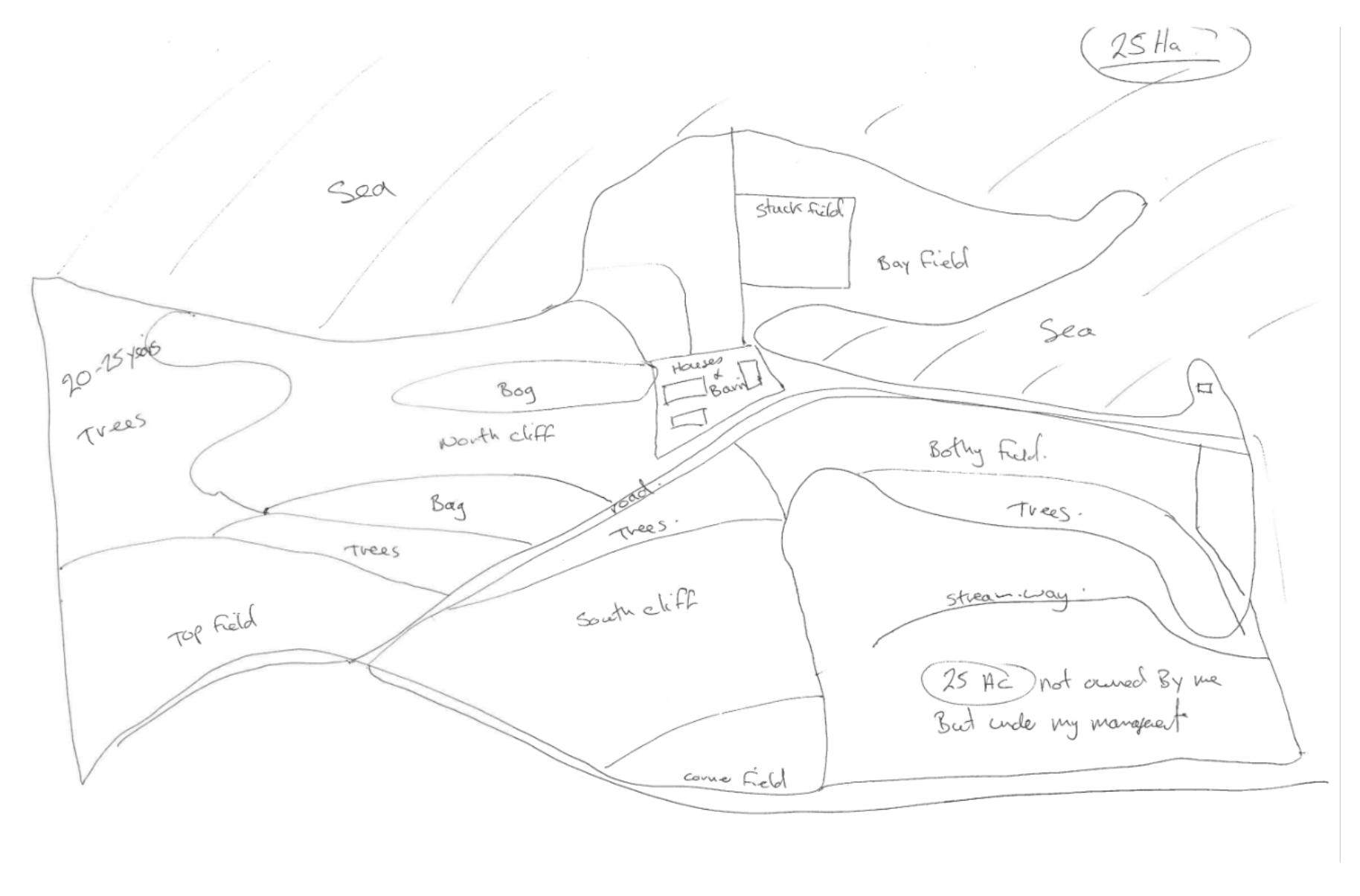 Examples of hand drawn map prepared by participants during in situ workshops